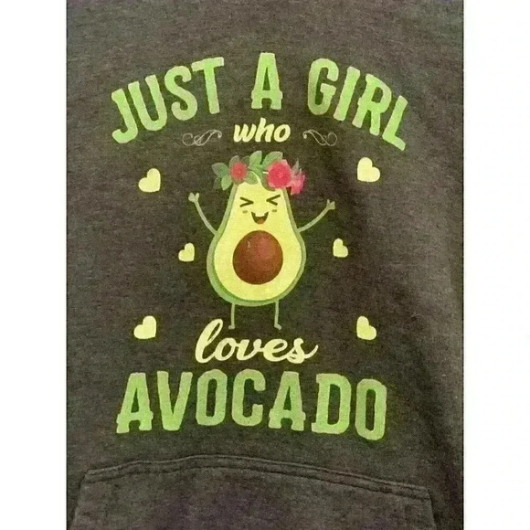 Avocado sweatshirt gray womens small soft hoodie JUST A GIRL WHO LOVES AVOCADO - Picture 2 of 4
